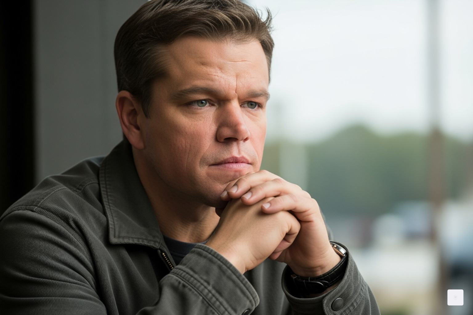 Matt Damon in a previous role, looking thoughtful - the odyssey 2026
