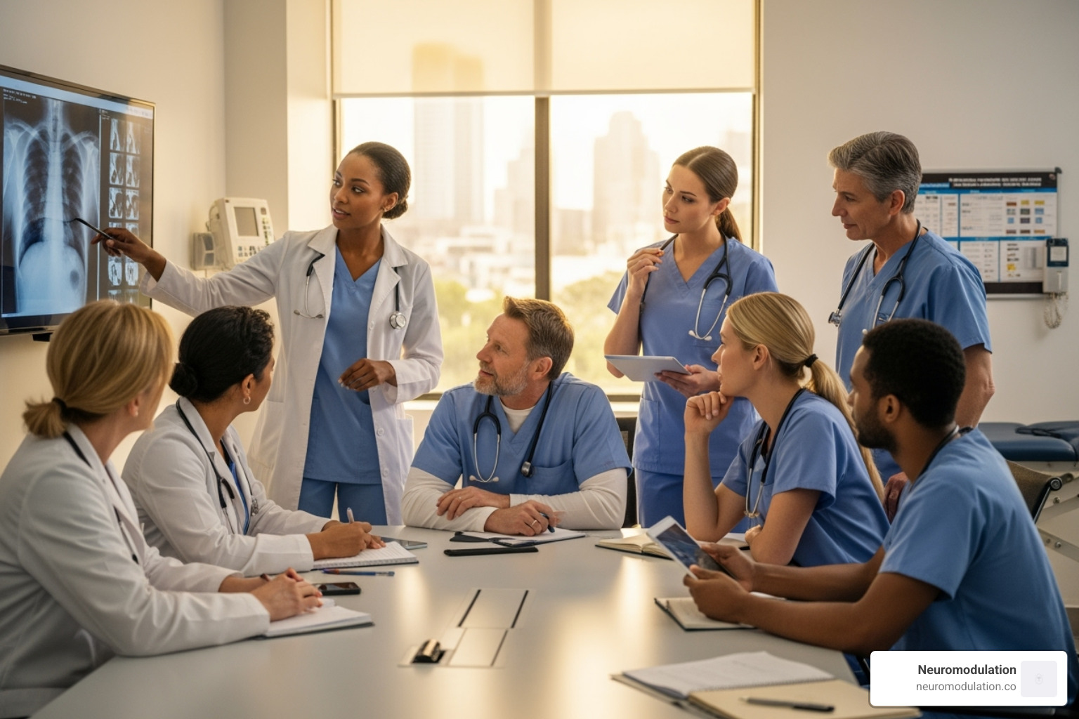 A diverse team of healthcare professionals collaborating - Advanced pain management