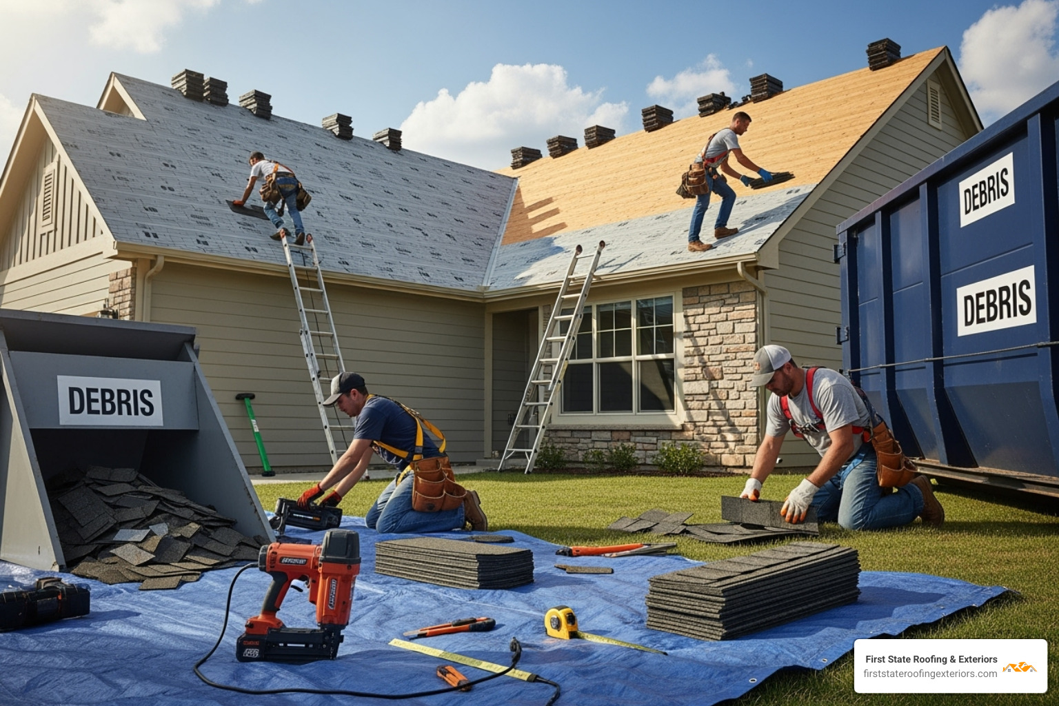 clean and organized roofing job site - rehoboth beach roofer
