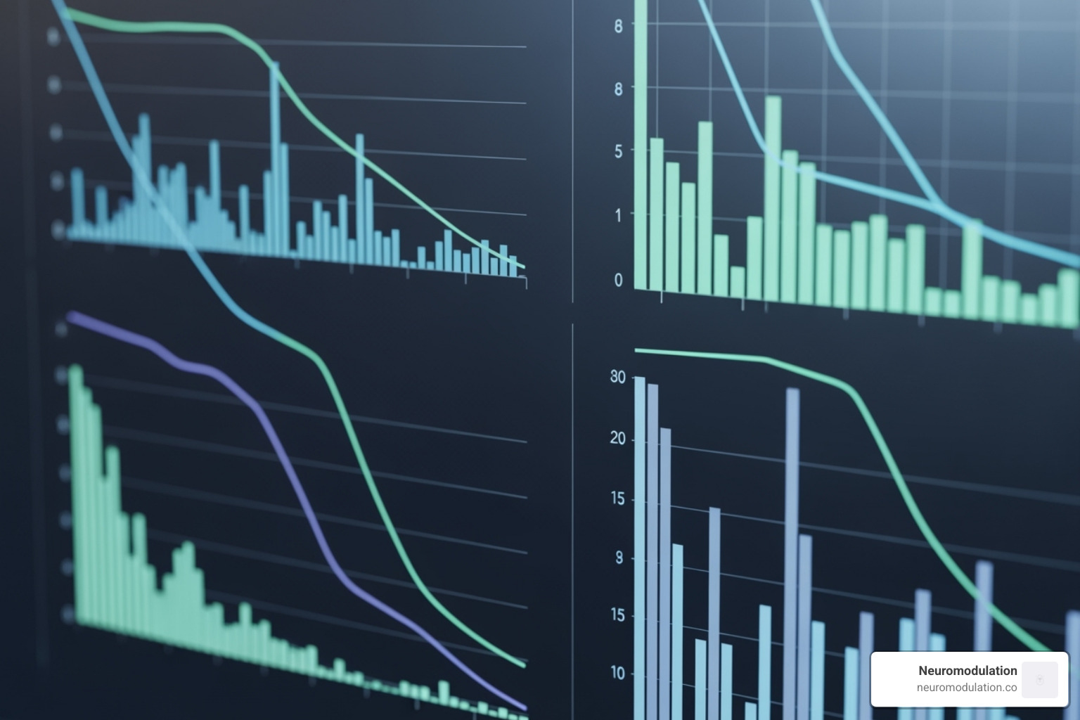 Charts showing pain score reduction statistics - sacral neuromodulation for chronic pain conditions