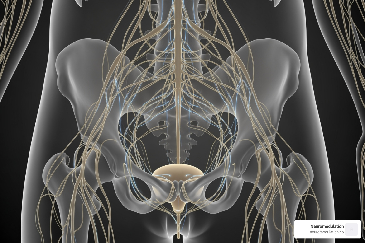 illustrating the concept of neuromodulation with nerves and electrical signals - bladder control solutions