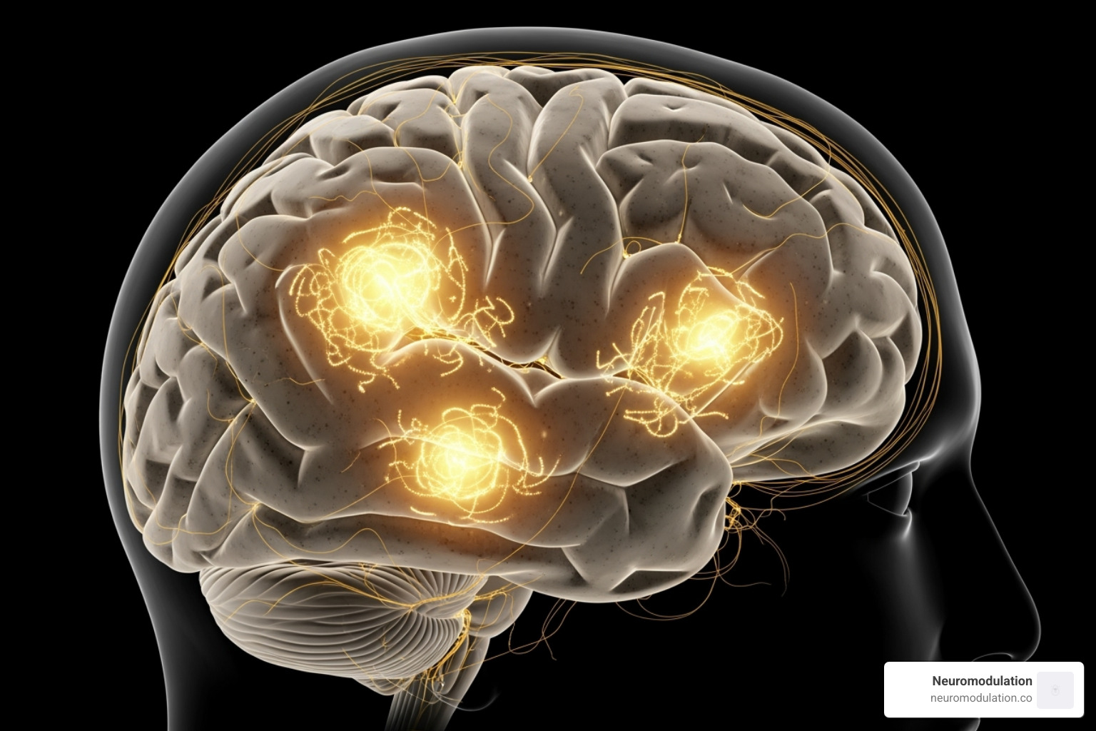 brain networks lighting up, representing tinnitus activity - neuromodulation for tinnitus