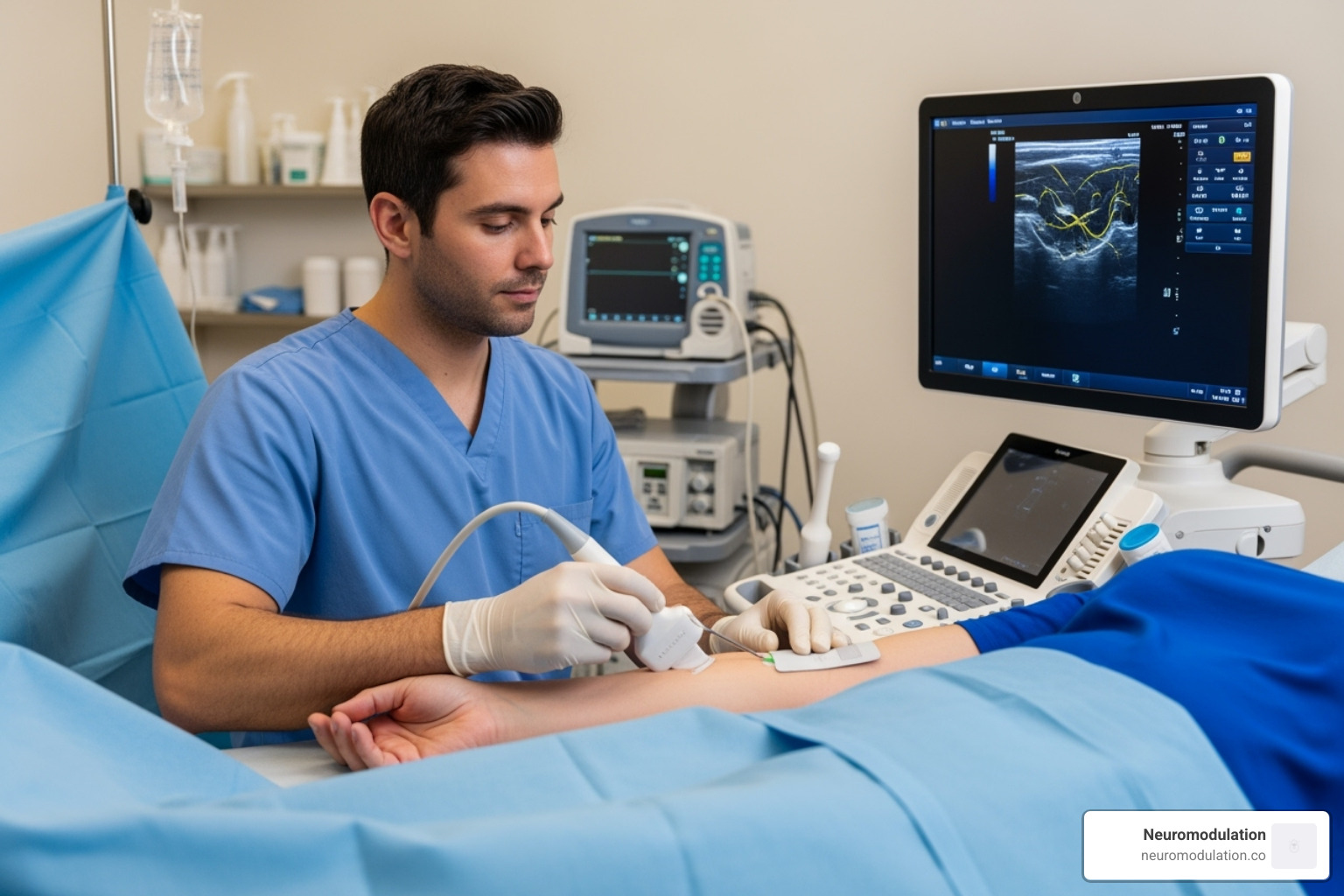 physician performing ultrasound guided nerve block - anesthesiology fellowships