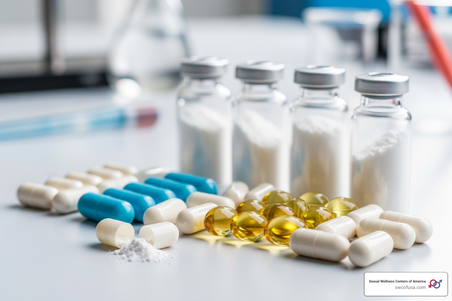 A collection of diverse peptide supplements displayed on a clean surface, including protein powder in a tub, capsules in a bottle, liquid drops, and a topical cream, each clearly labeled - what are peptide supplements A collection of diverse peptide supplements displayed on a clean surface, including protein powder in a tub, capsules in a bottle, liquid drops, and a topical cream, each clearly labeled - what are peptide supplements