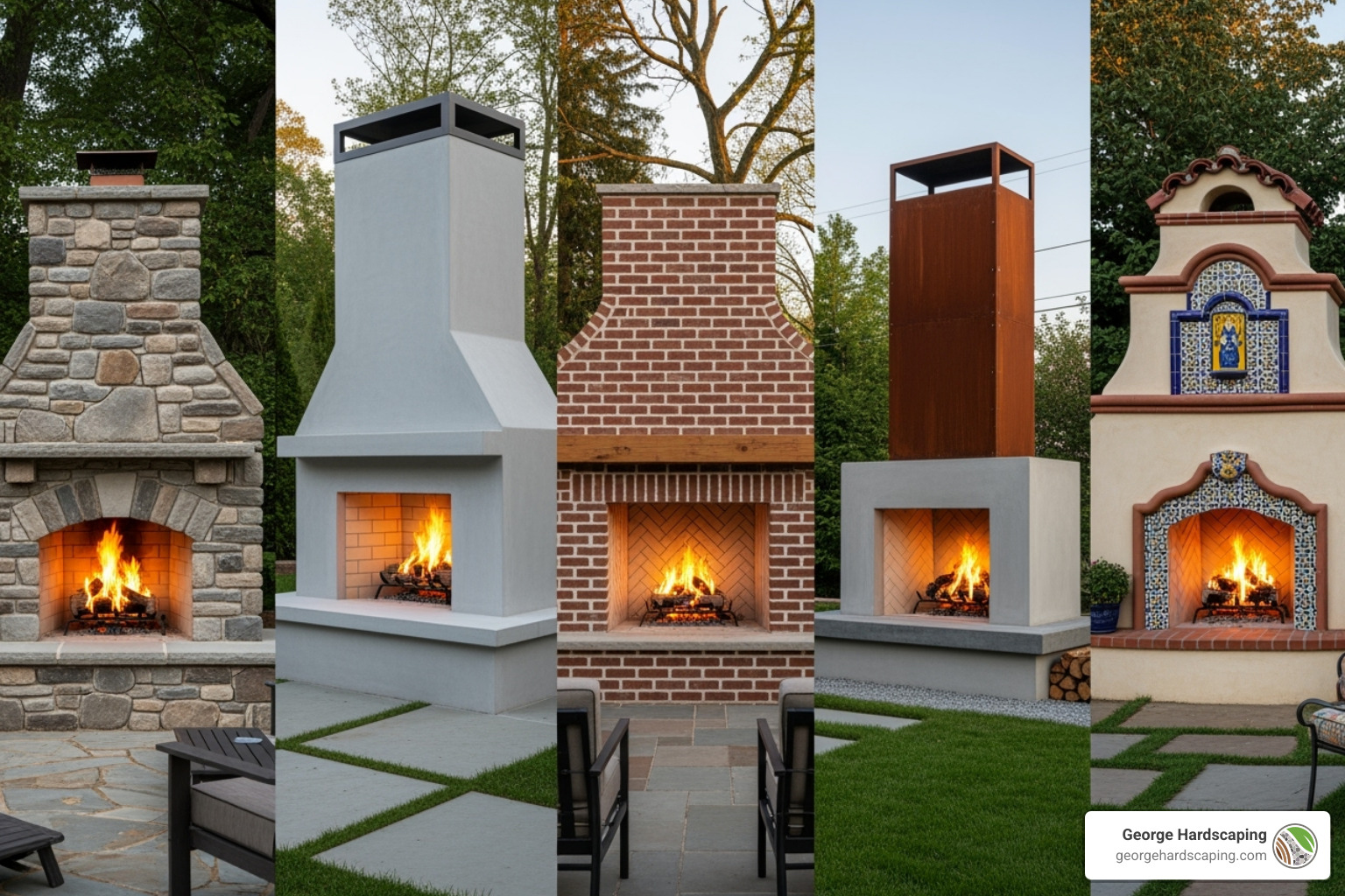 Variety of outdoor fireplaces with different styles and materials - Outdoor Fireplace Builder Variety of outdoor fireplaces with different styles and materials - Outdoor Fireplace Builder