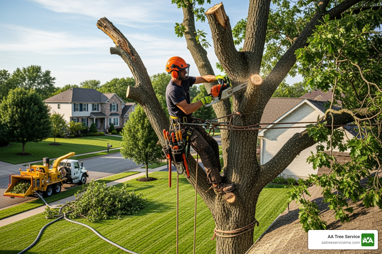 Homeowner reviewing a written estimate with an arborist - Professional tree pruning services