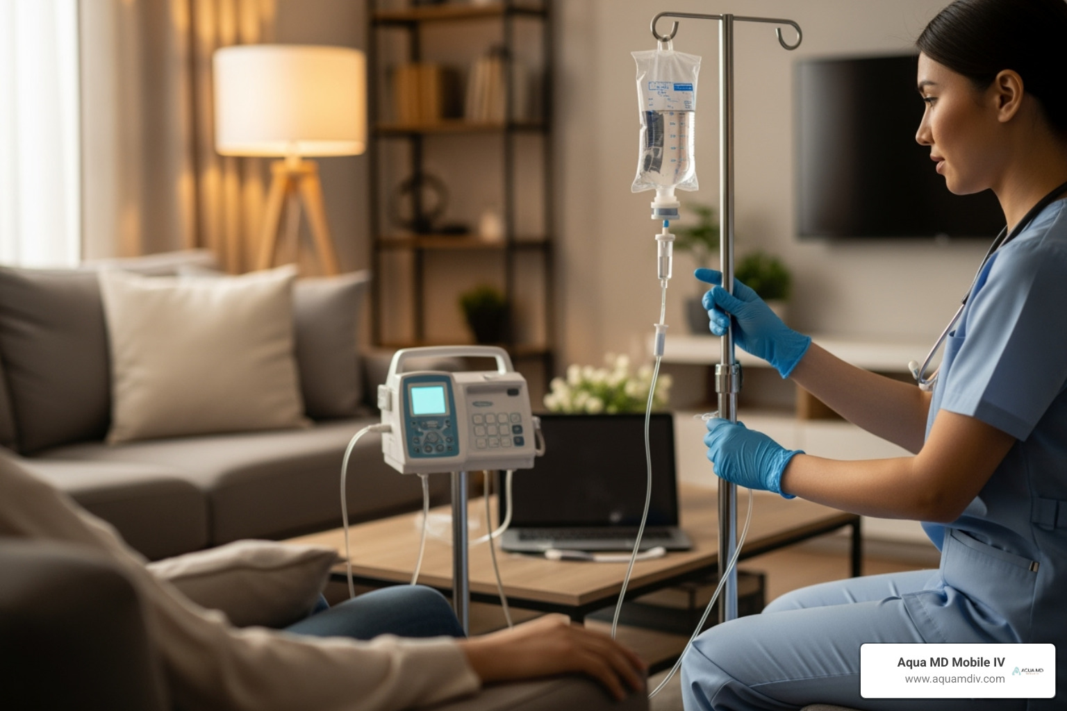 Menu-style graphic of different IV drip options like 