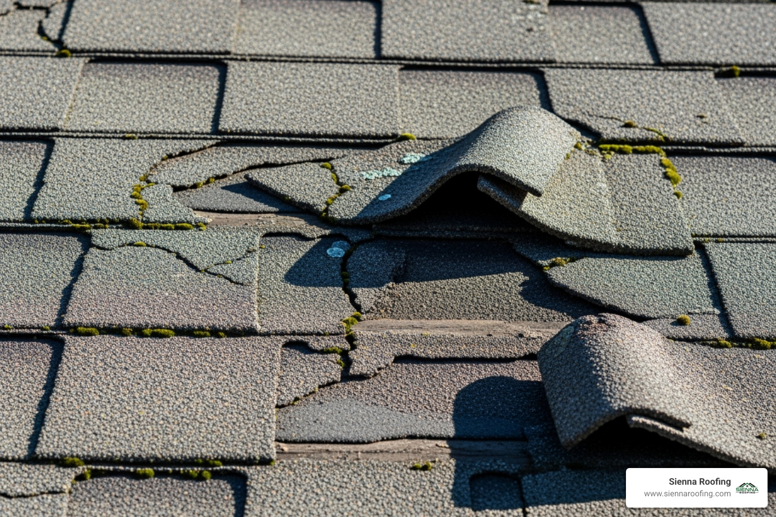 cracked and curling asphalt shingles - roof replacement