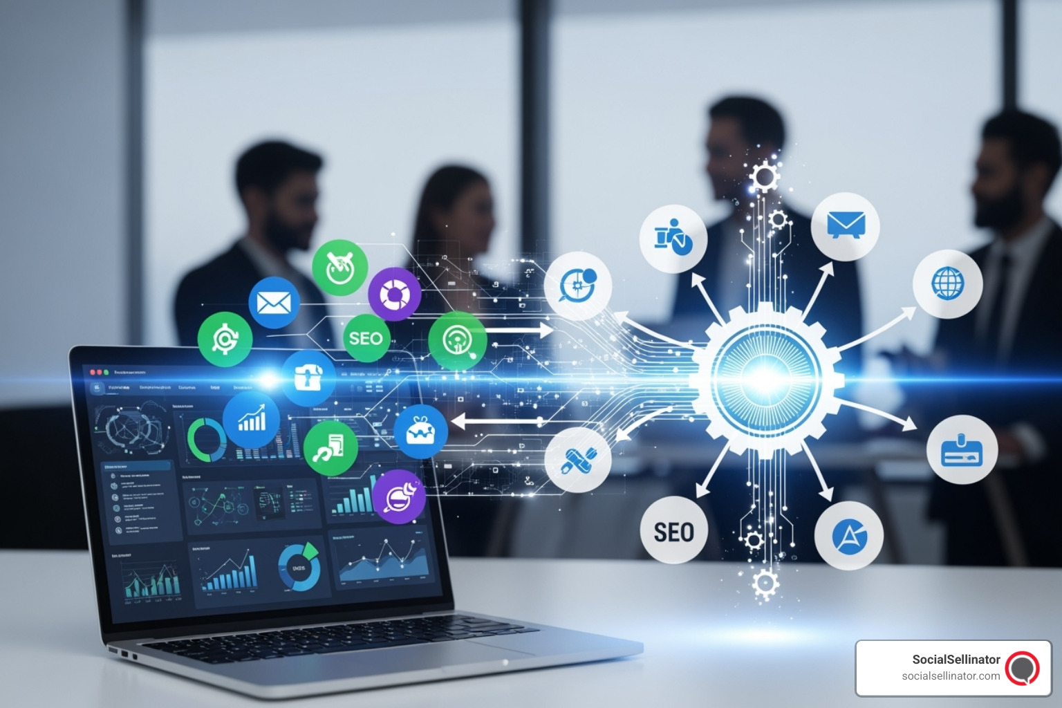 A visually striking dashboard displaying multiple automated marketing campaigns for various fictional clients, with progress bars, performance metrics, and scheduled tasks clearly visible for each campaign - marketing automation for agencies