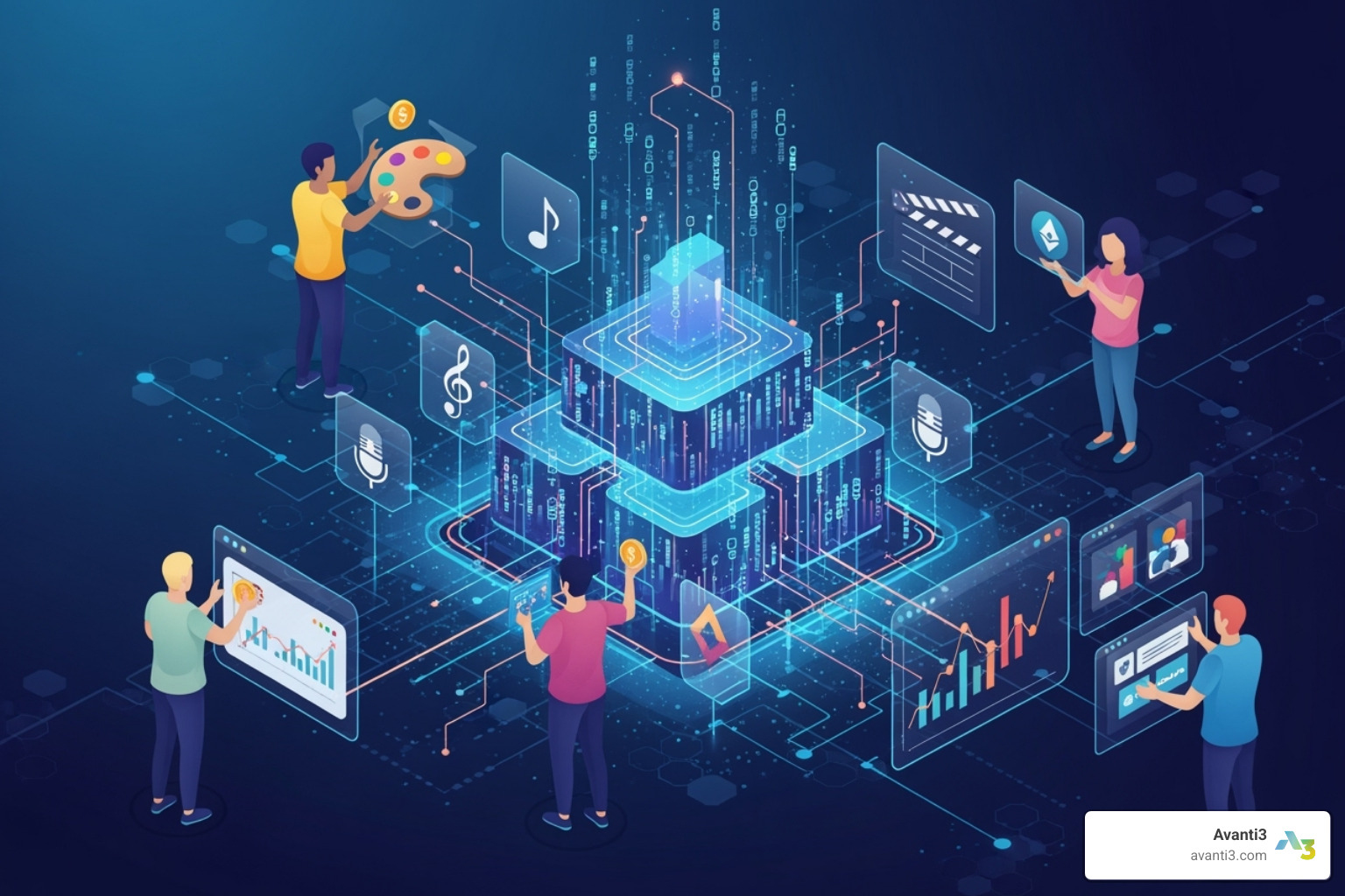 Image of a community voting on a project's direction using tokens - web3 creator platforms Image of a community voting on a project's direction using tokens - web3 creator platforms