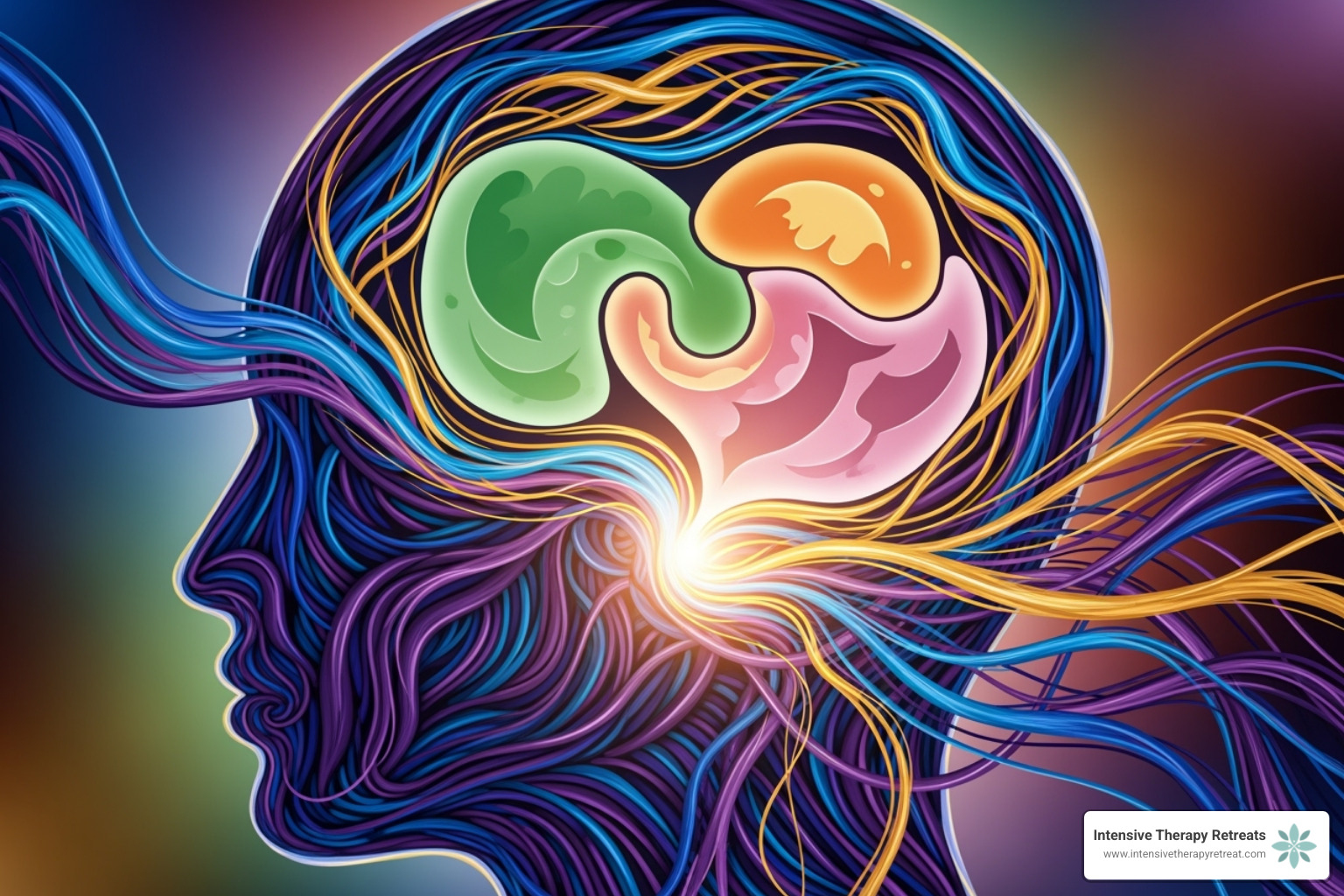 diagram illustrating the concepts behind different trauma therapy modalities like EMDR and IFS - book trauma therapy sessions online