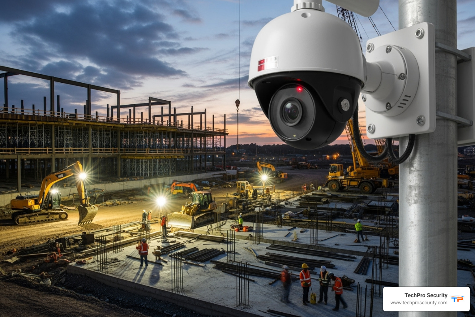 High-definition security camera monitoring a construction site - why do i need construction site security