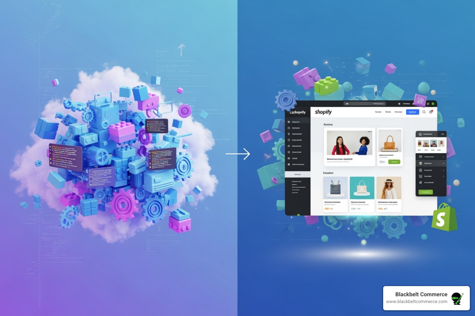 The Shopify admin dashboard showing the main navigation menu on the left, with options like Orders, Products, Customers, Analytics, and Online Store. The main content area shows a summary of recent activity and quick links for setup. - How to build Shopify?