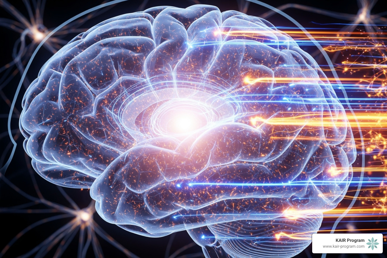 brain graphic with glowing neural pathways, symbolizing rapid change - intensive therapy sessions