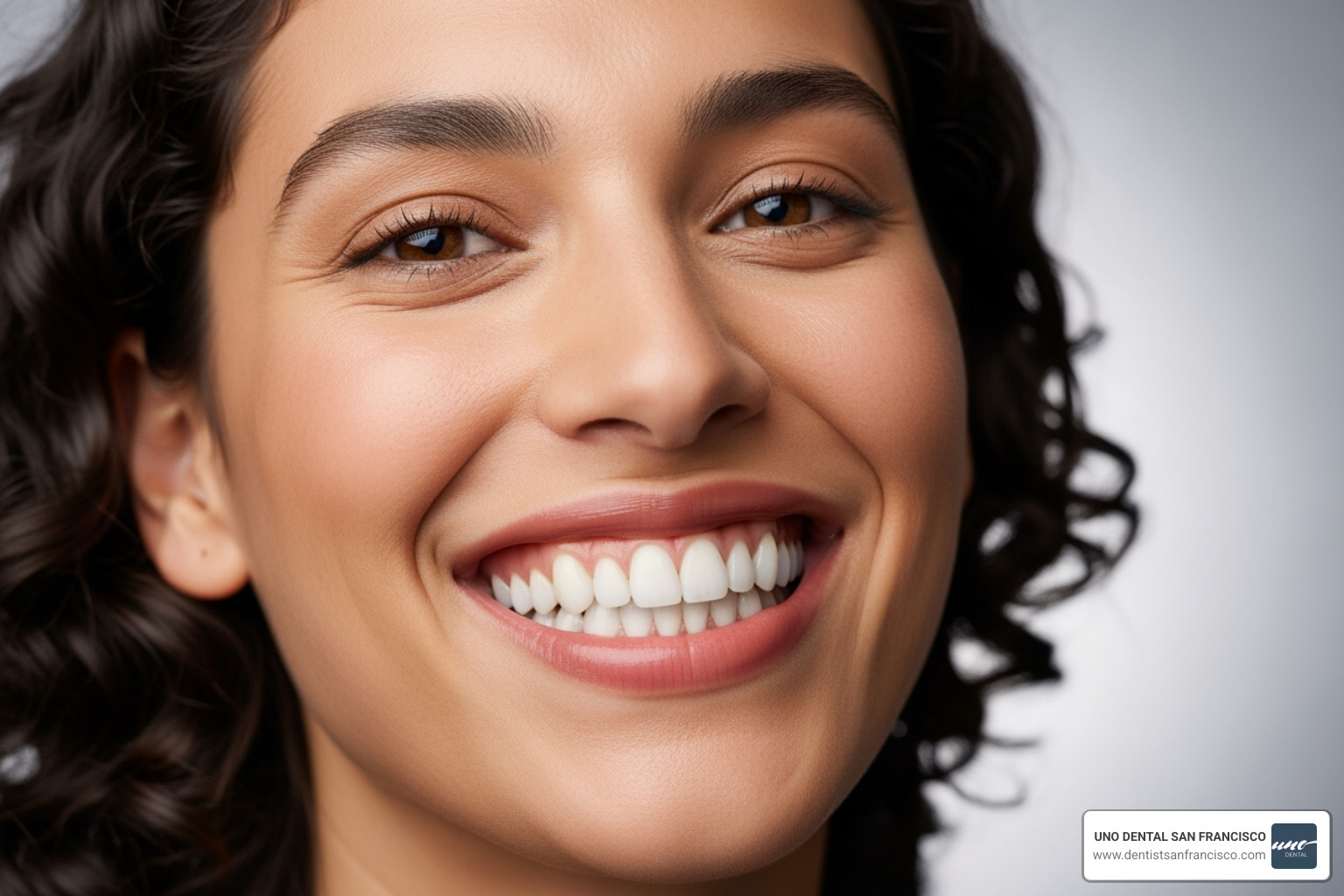A patient smiling broadly after a successful smile makeover, highlighting the transformative power of advanced dental care - advanced dental care san francisco