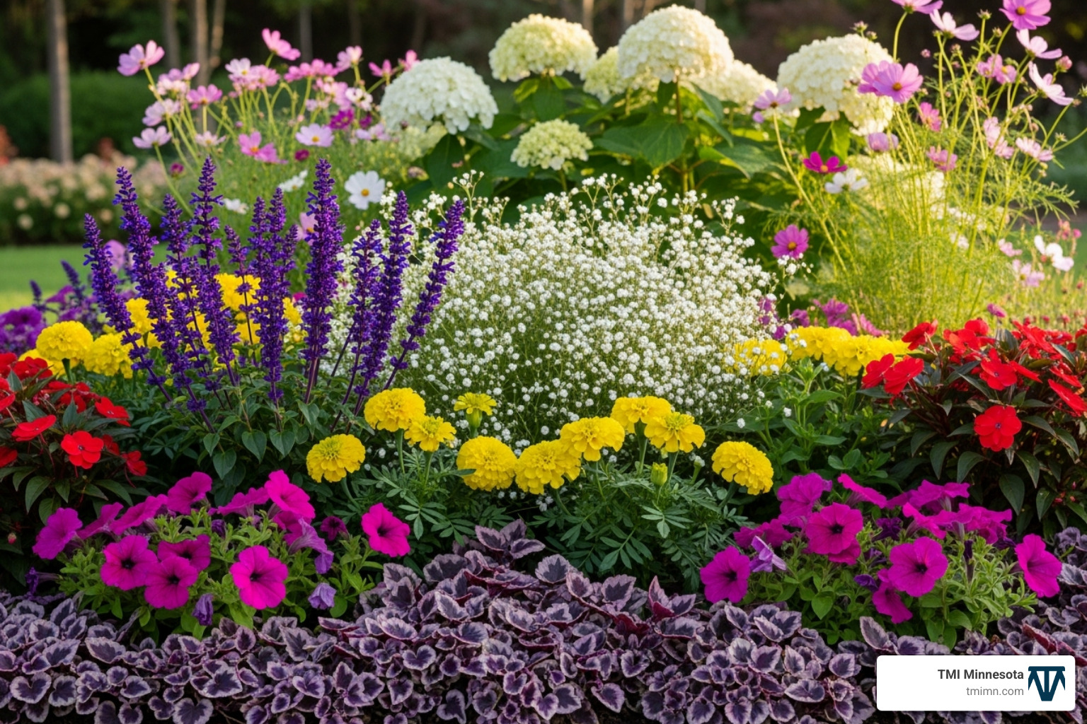 of a vibrant flower bed with a variety of textures and colors. - softscape design of a vibrant flower bed with a variety of textures and colors. - softscape design