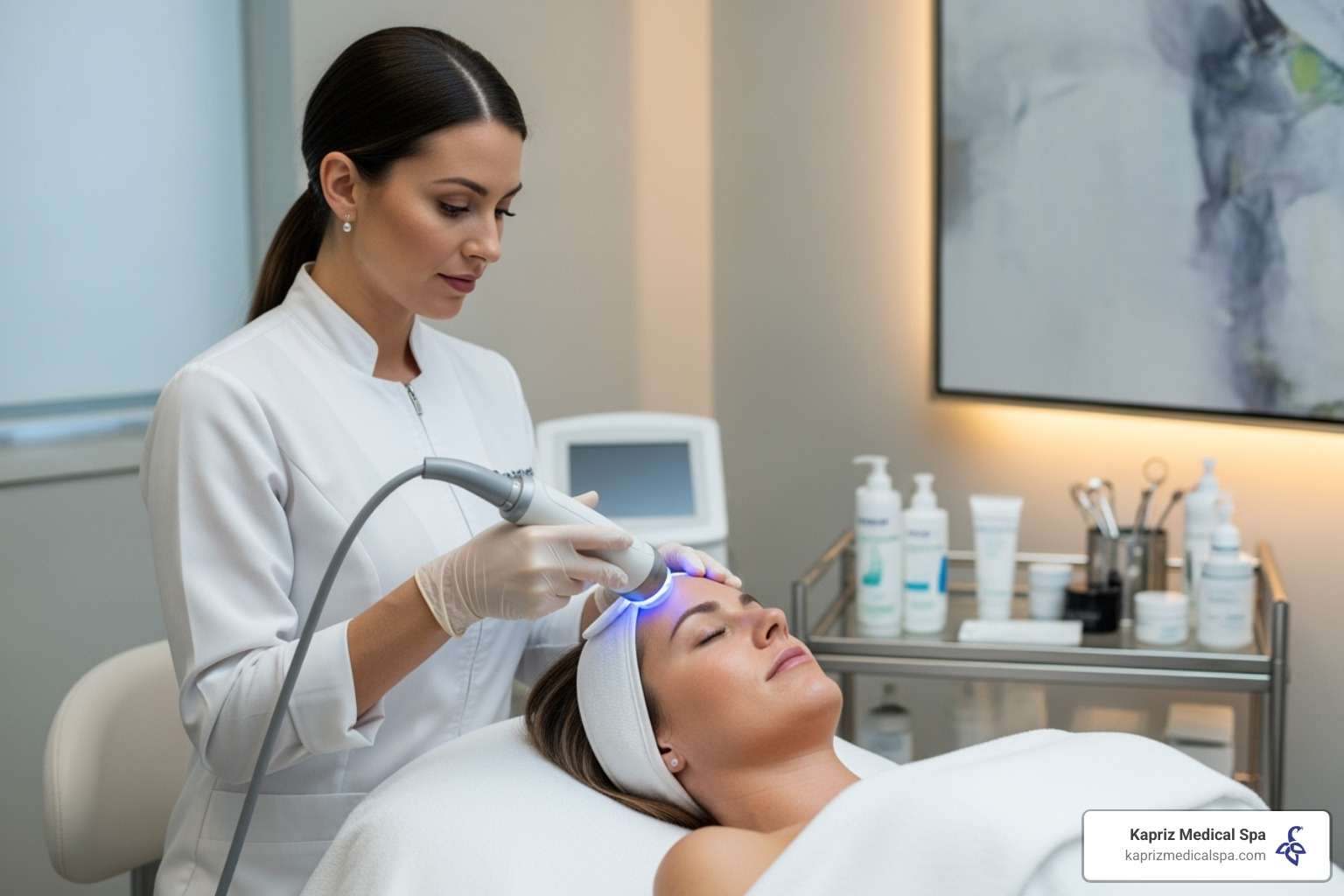 professional performing a non-invasive facial treatment - can you relax a wrinkle without botox