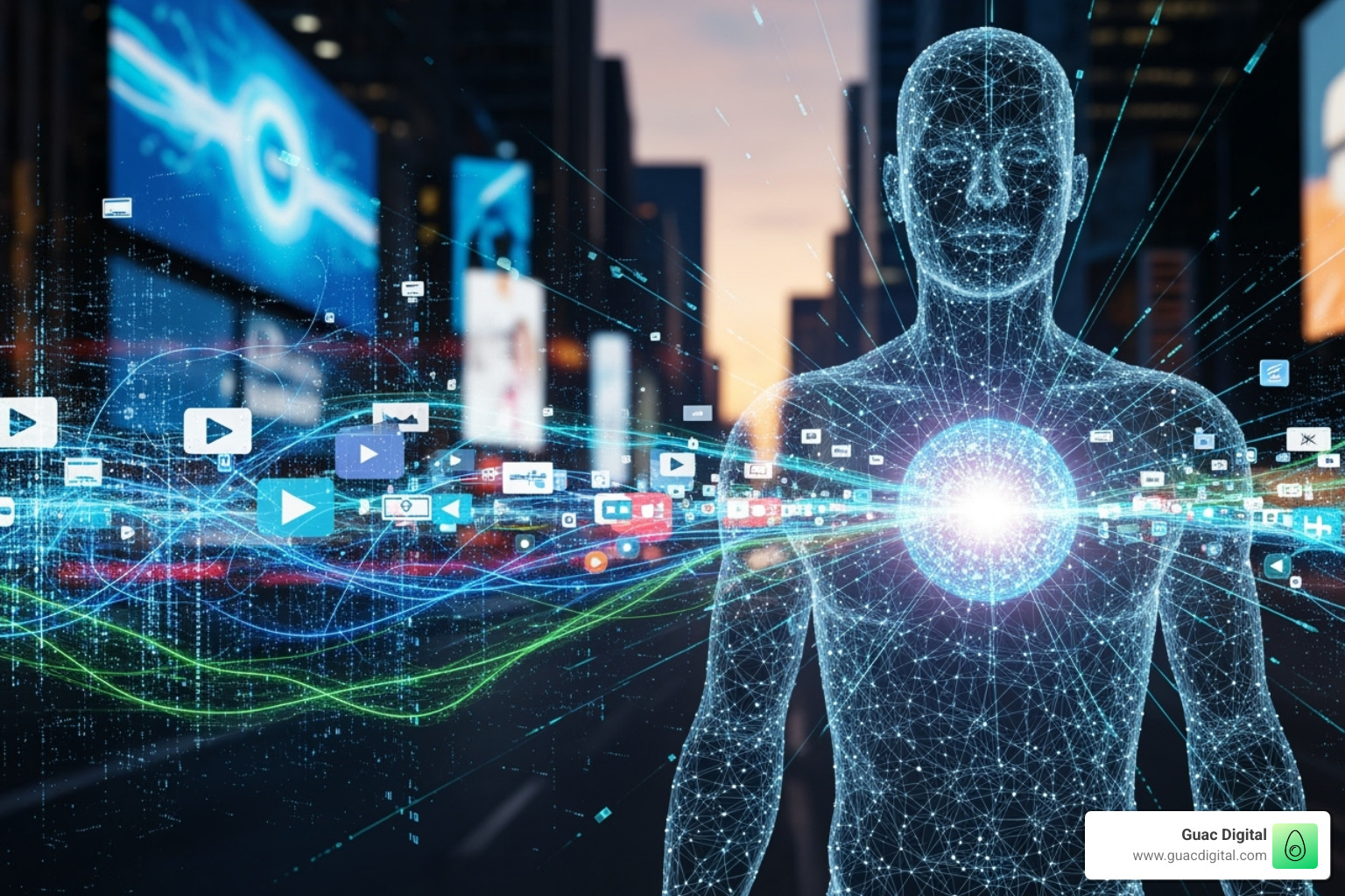 futuristic city with integrated digital ads - big data algorithms and the future of advertising