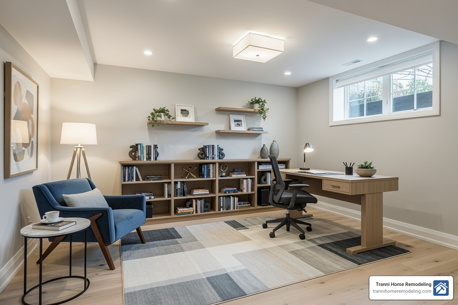 Stylish basement home office - Professional basement finishing
