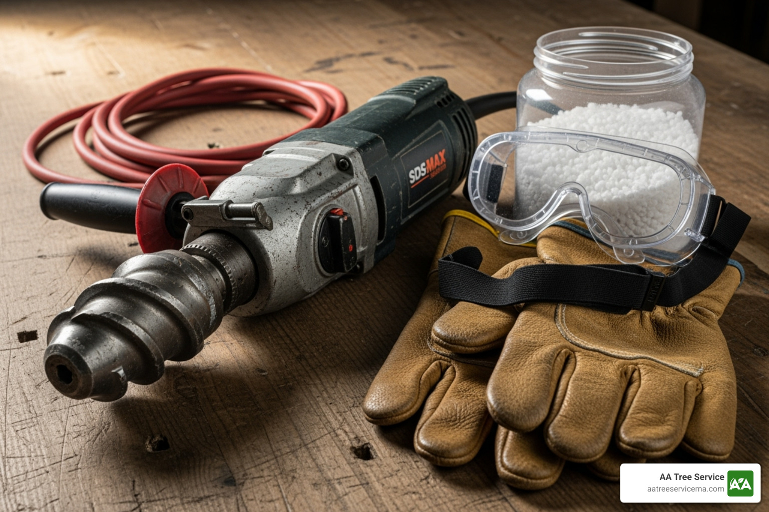 Tools needed for stump removal: drill, large drill bit, safety goggles, gloves, saltpeter granules - saltpeter stump remover Tools needed for stump removal: drill, large drill bit, safety goggles, gloves, saltpeter granules - saltpeter stump remover