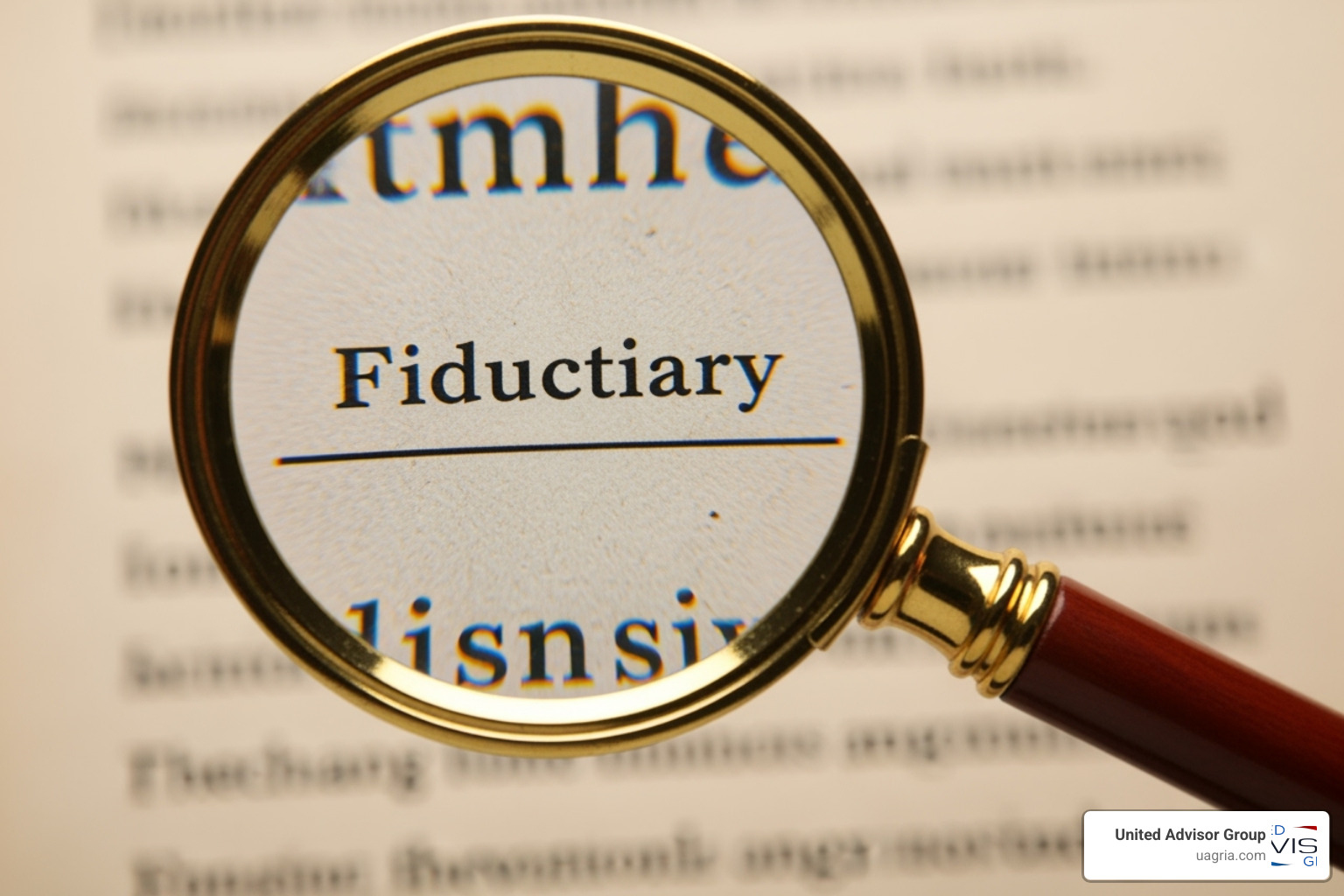 document with a magnifying glass highlighting the word "Fiduciary" - RIA business model
