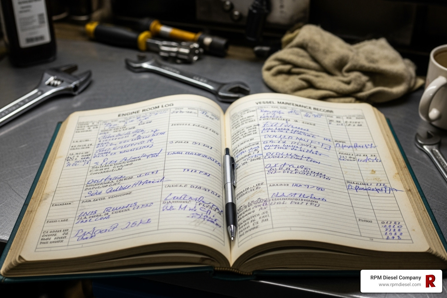 vessel's engine maintenance logbook - Diesel fuel system service