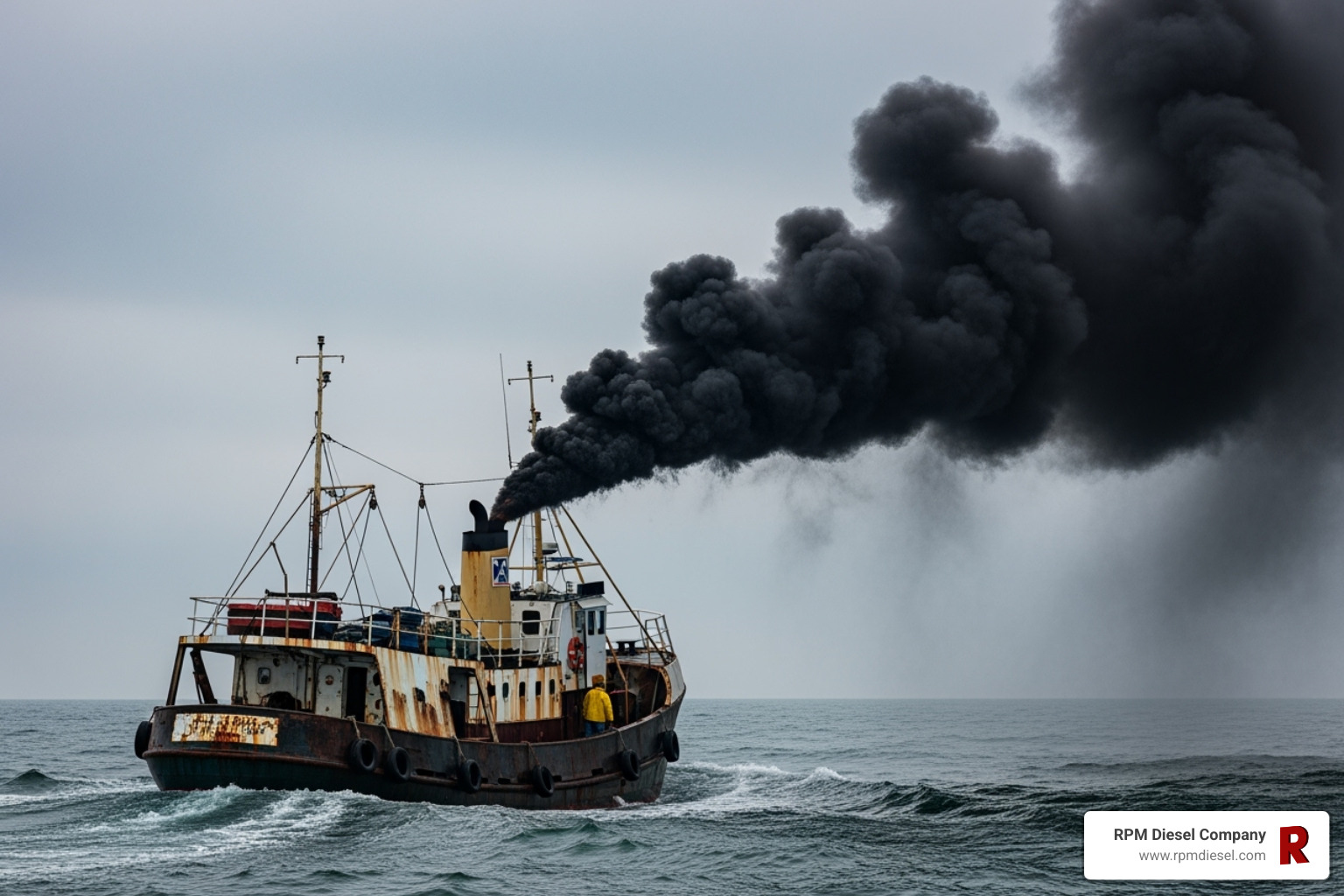 marine diesel engine emitting black smoke - Diesel fuel system service
