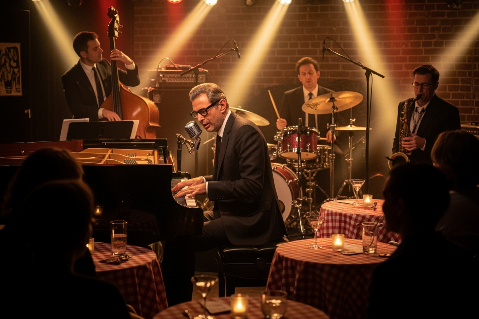 Jeff Goldblum playing the piano with The Mildred Snitzer Orchestra - jeff goldblum