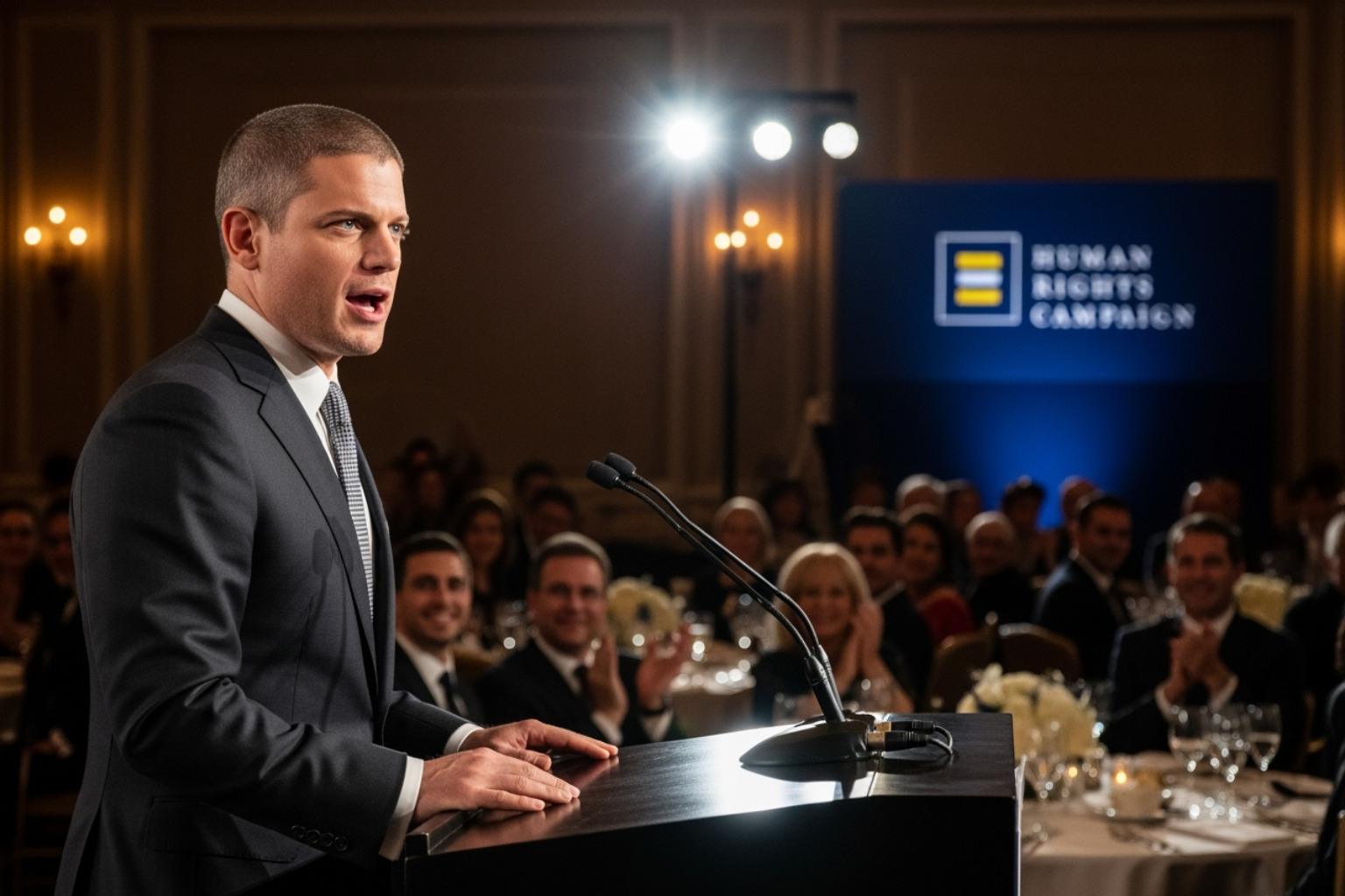 Wentworth Miller speaking at a Human Rights Campaign dinner - wentworth miller movies and tv shows