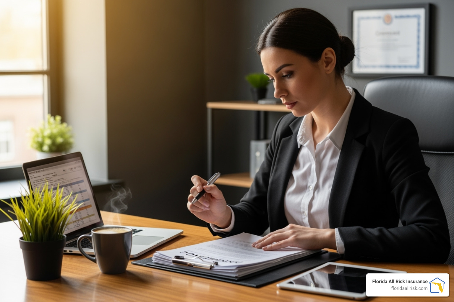 business owner reviewing insurance documents - commercial insurance St. Petersburg FL business owner reviewing insurance documents - commercial insurance St. Petersburg FL