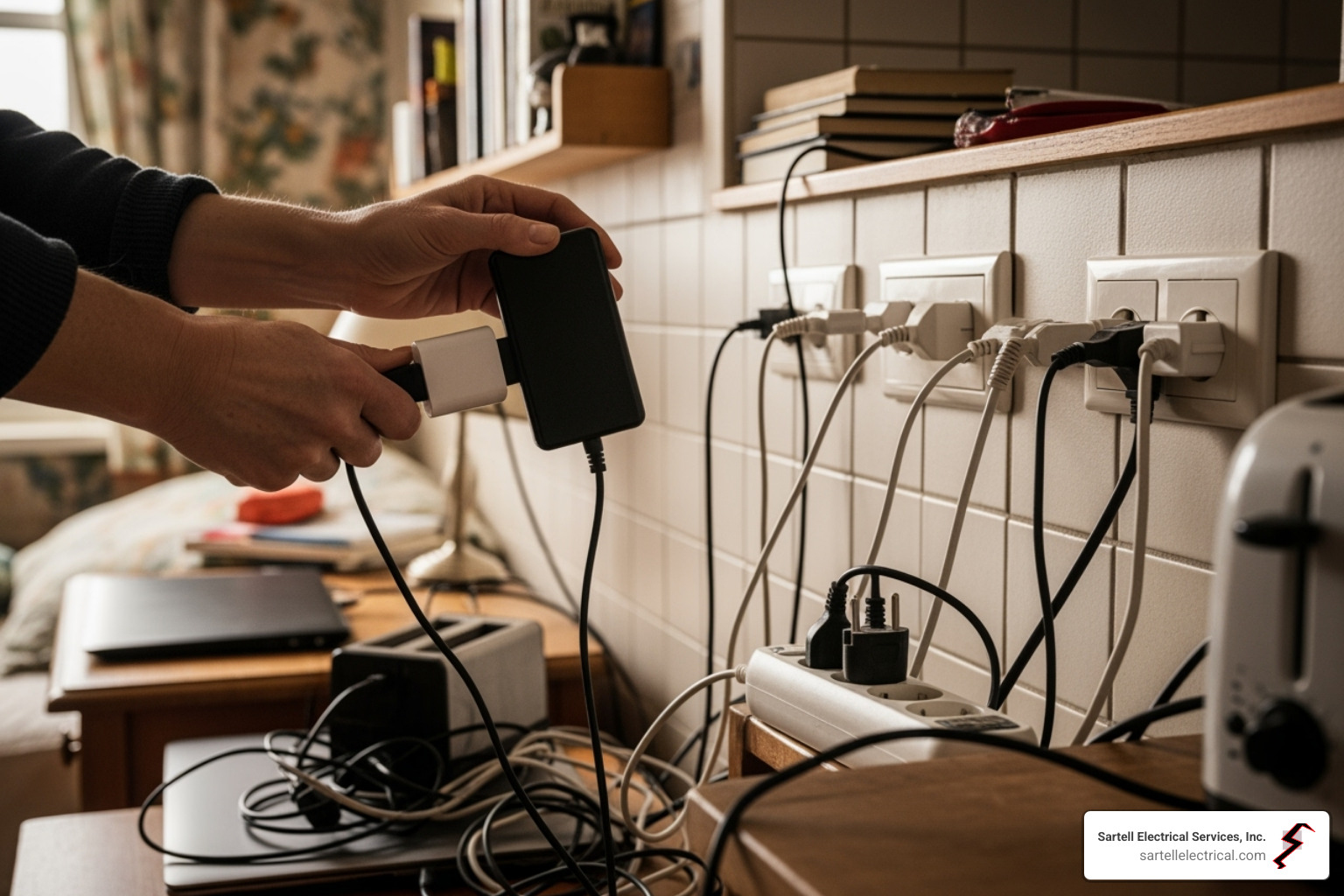 Person unplugging appliances from a circuit - Ground fault repair