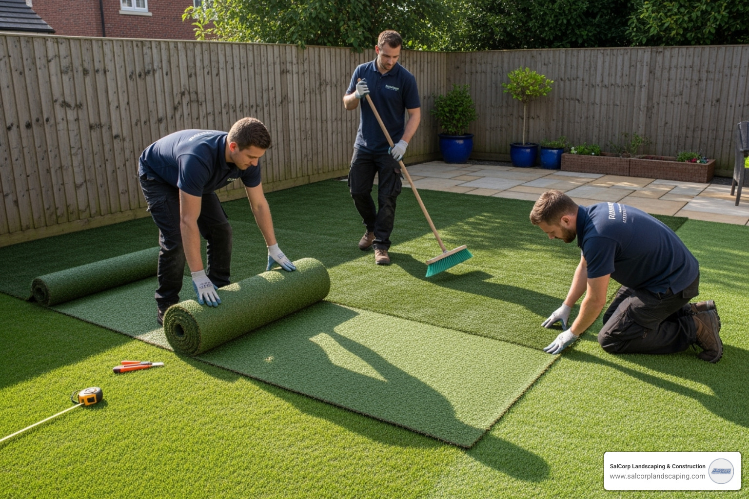 professional crew installing a large roll of artificial turf - artificial lawn companies near me professional crew installing a large roll of artificial turf - artificial lawn companies near me