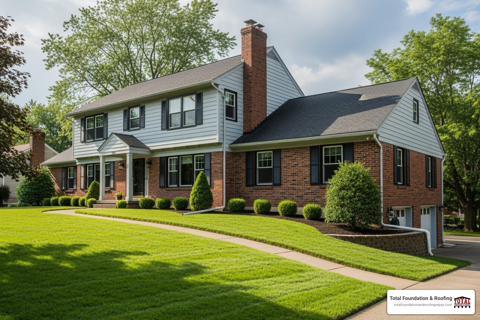 properly graded yard with extended downspouts - fix foundation crack