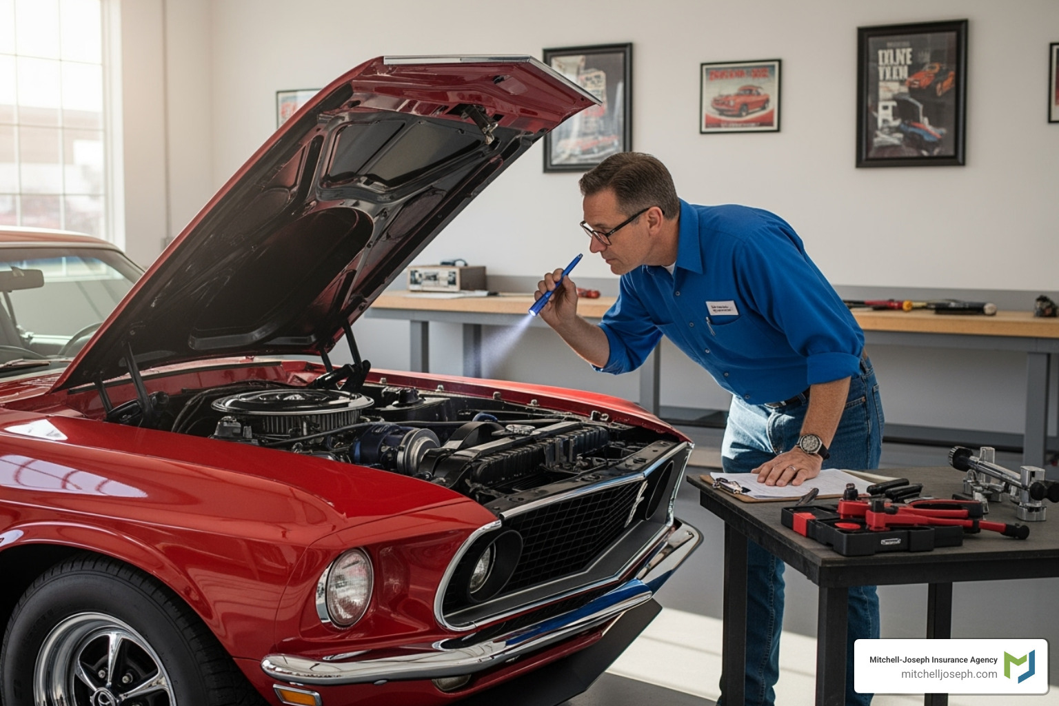 Classic car being appraised or inspected - Classic car insurance requirements NY