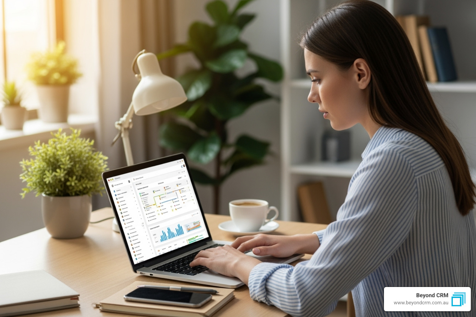 A clean CRM dashboard highlighting contact management and a sales pipeline, with graphs showing sales progress and customer interactions. - CRM for solo entrepreneurs