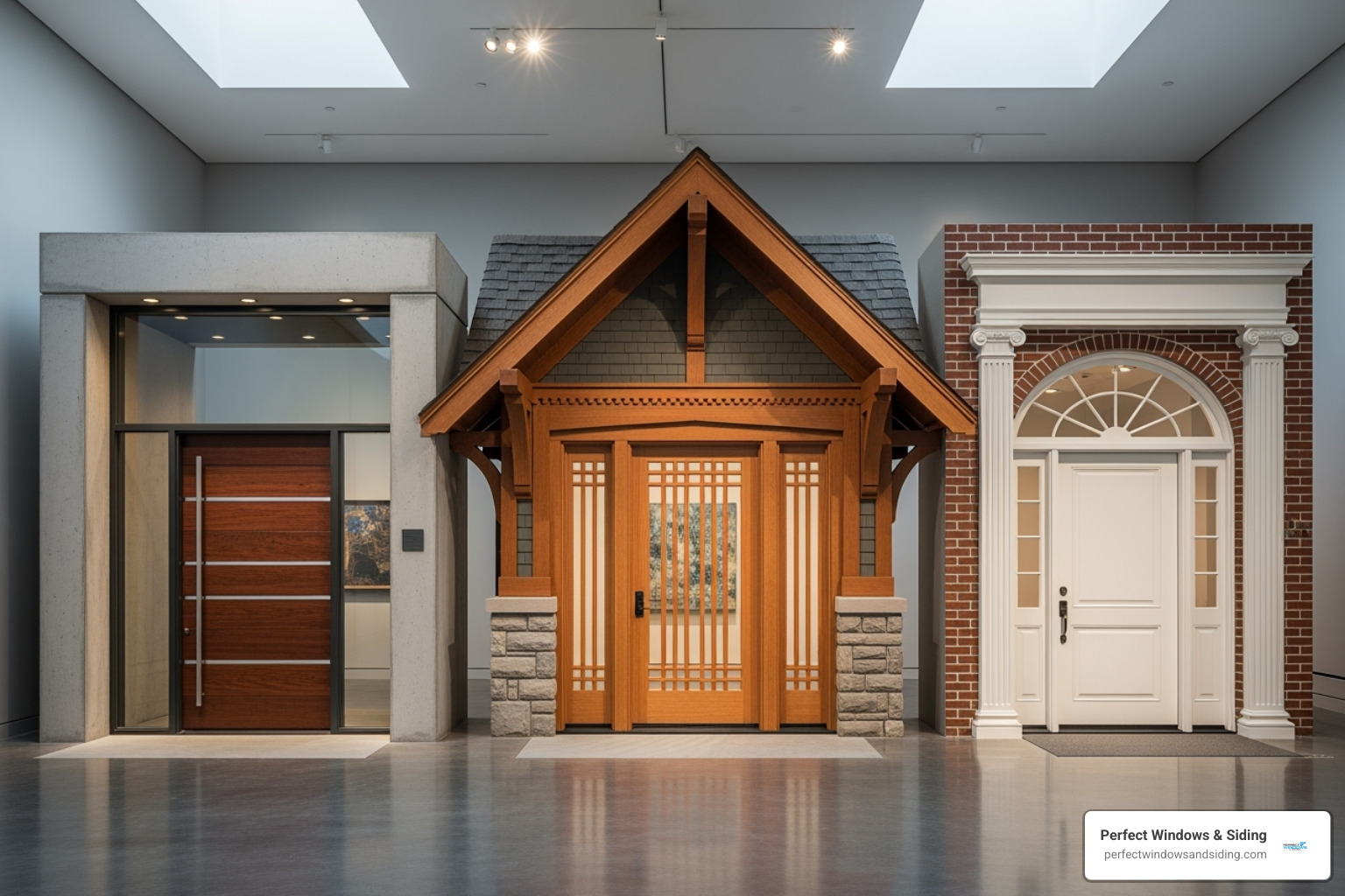 Gallery of custom entry doors on various home styles including modern, Craftsman, and traditional, showcasing architectural harmony - custom entry doors residential