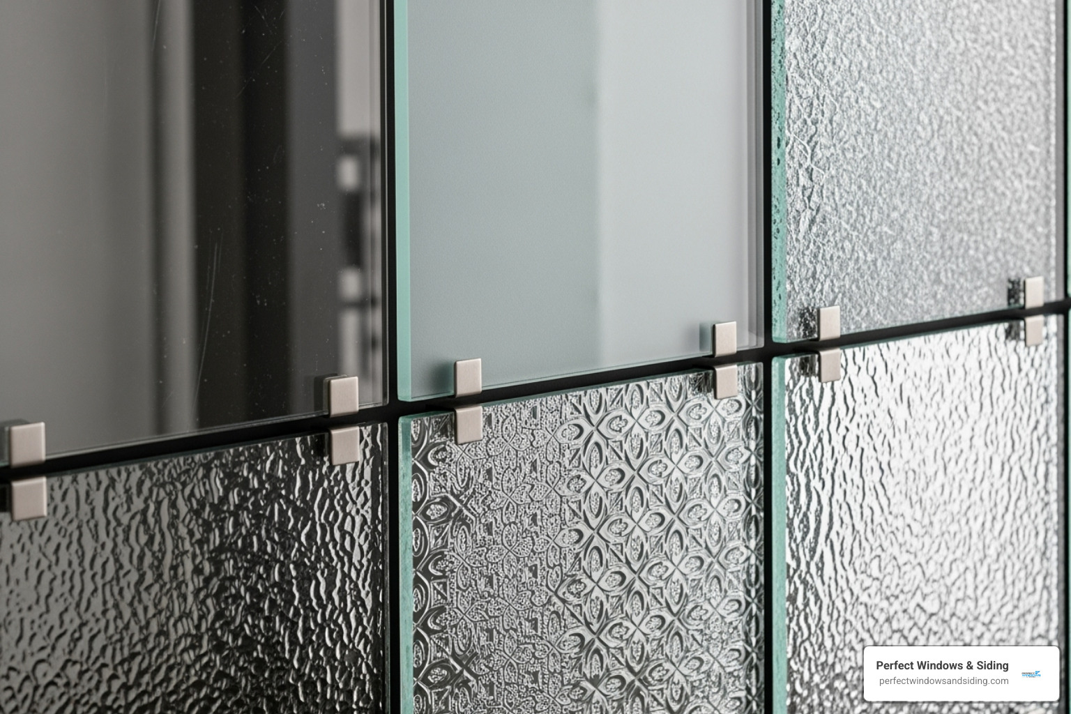 Different glass textures and patterns available for steel doors, including frosted, clear, decorative, and privacy options - custom steel residential doors