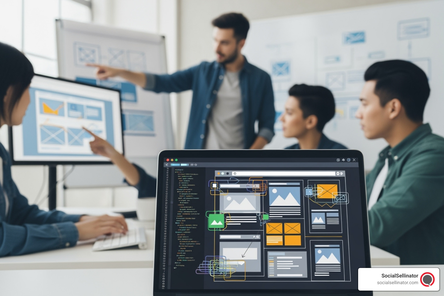 illustrating the components of a technology stack (frontend, backend, database, server) - website development services
