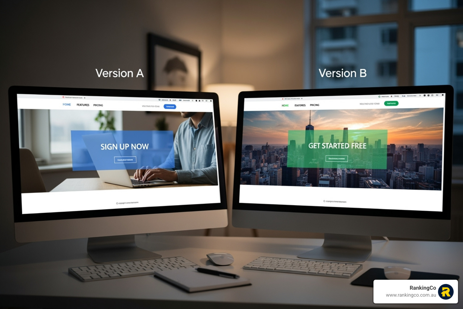 A/B test comparison on a webpage - Improve website conversions