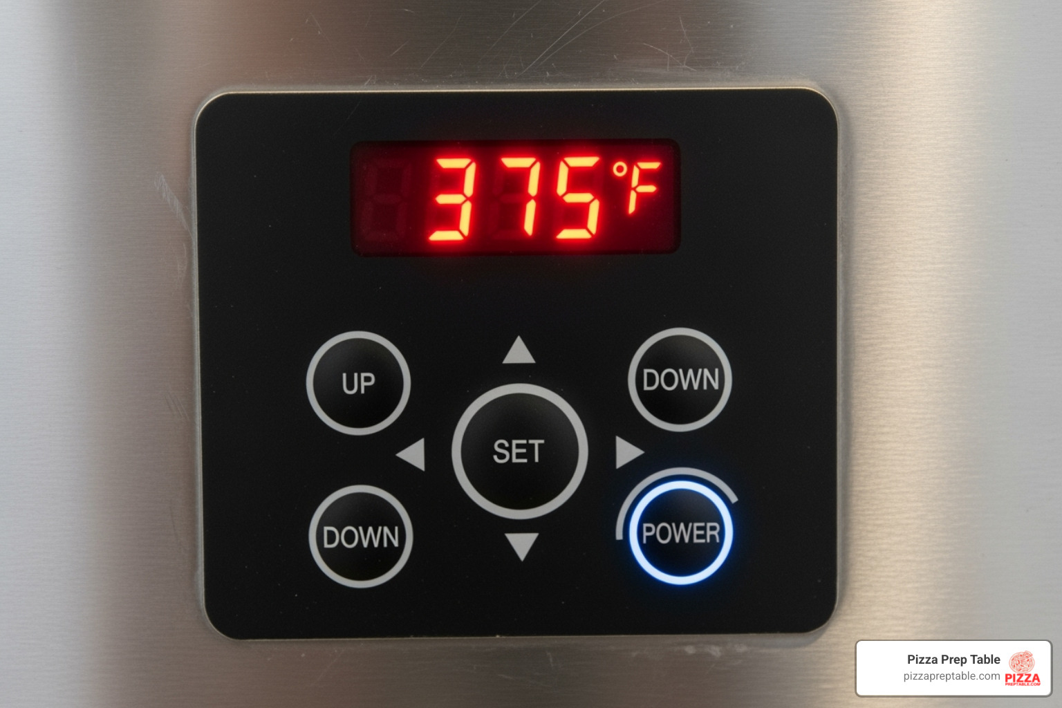 close-up on a digital temperature control panel - sandwich prep table