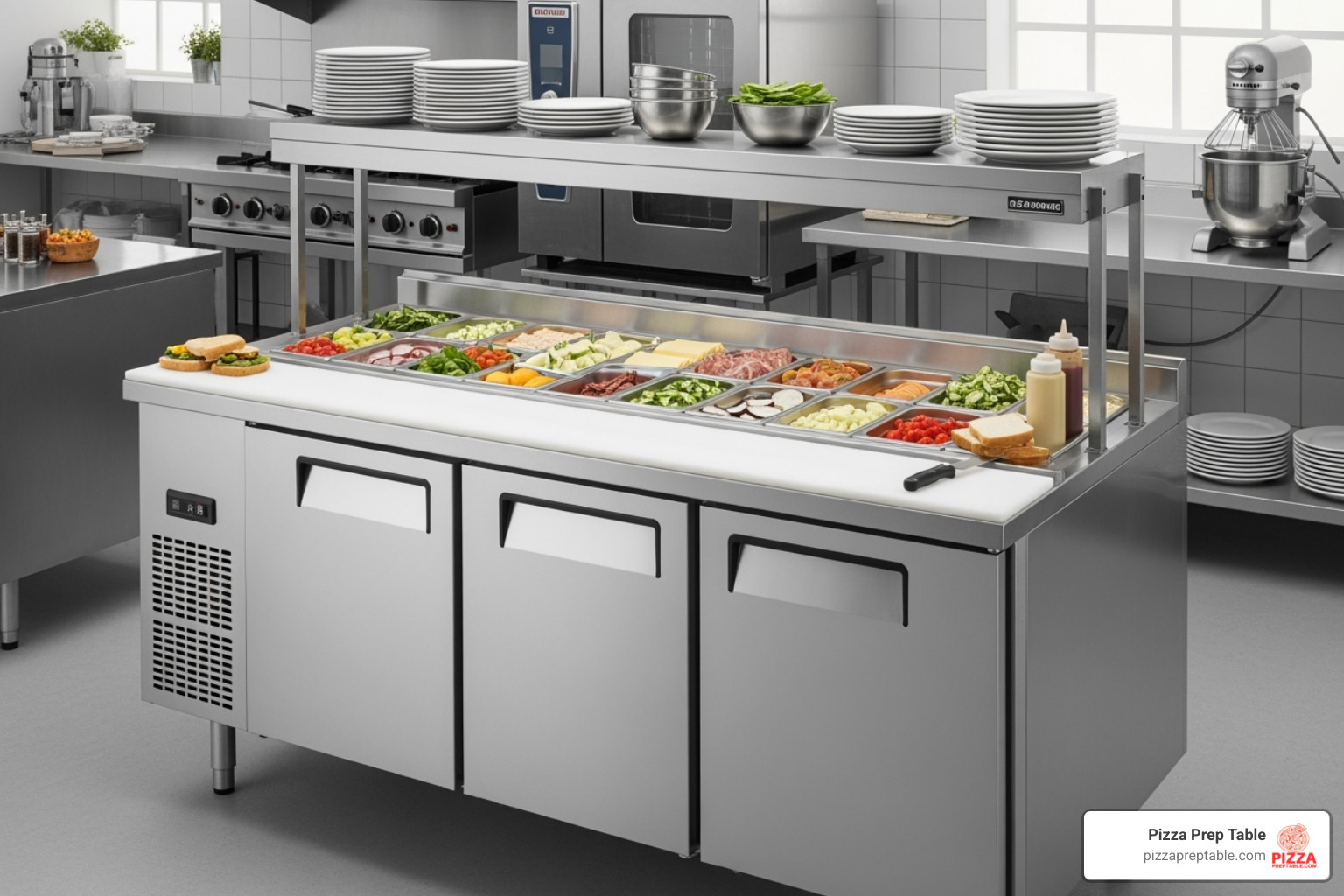 large, three-door 72-inch sandwich prep table - sandwich prep table