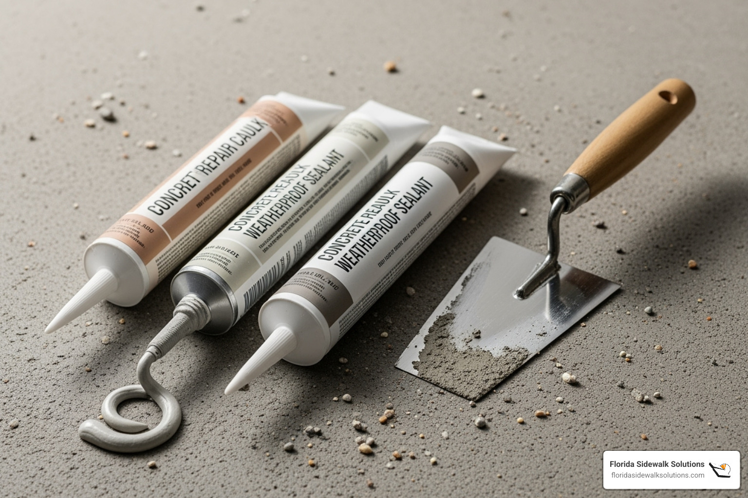 DIY materials concrete caulk small trowel - residential concrete sidewalk repair