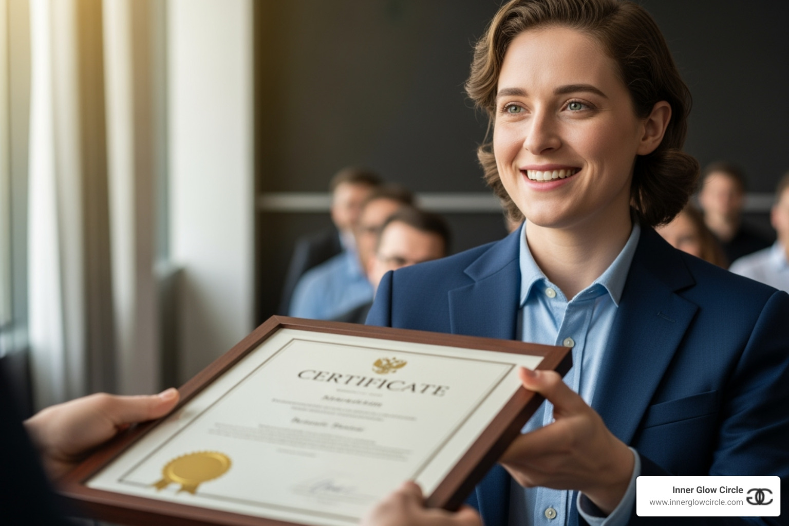 A person receiving a certificate with a smile - personality development consultant A person receiving a certificate with a smile - personality development consultant