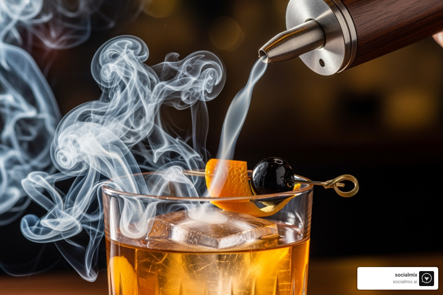 a cocktail smoker infusing a drink - old fashioned gifts a cocktail smoker infusing a drink - old fashioned gifts