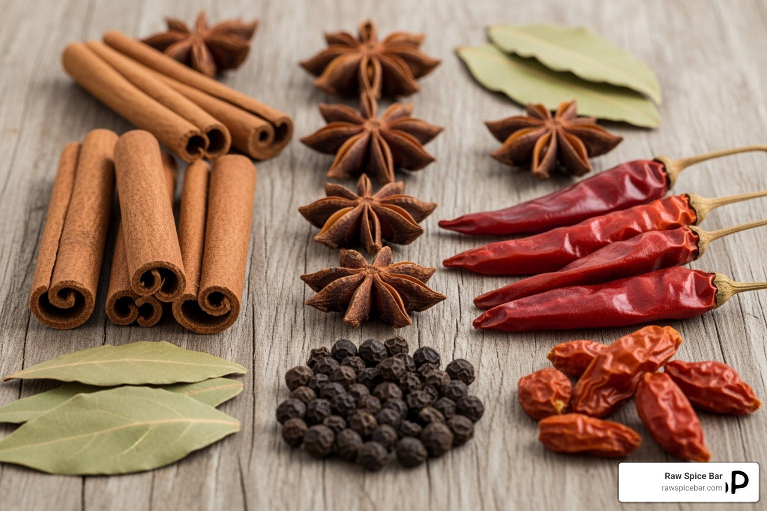various individual spices laid out on a wooden board - best spice substitutes