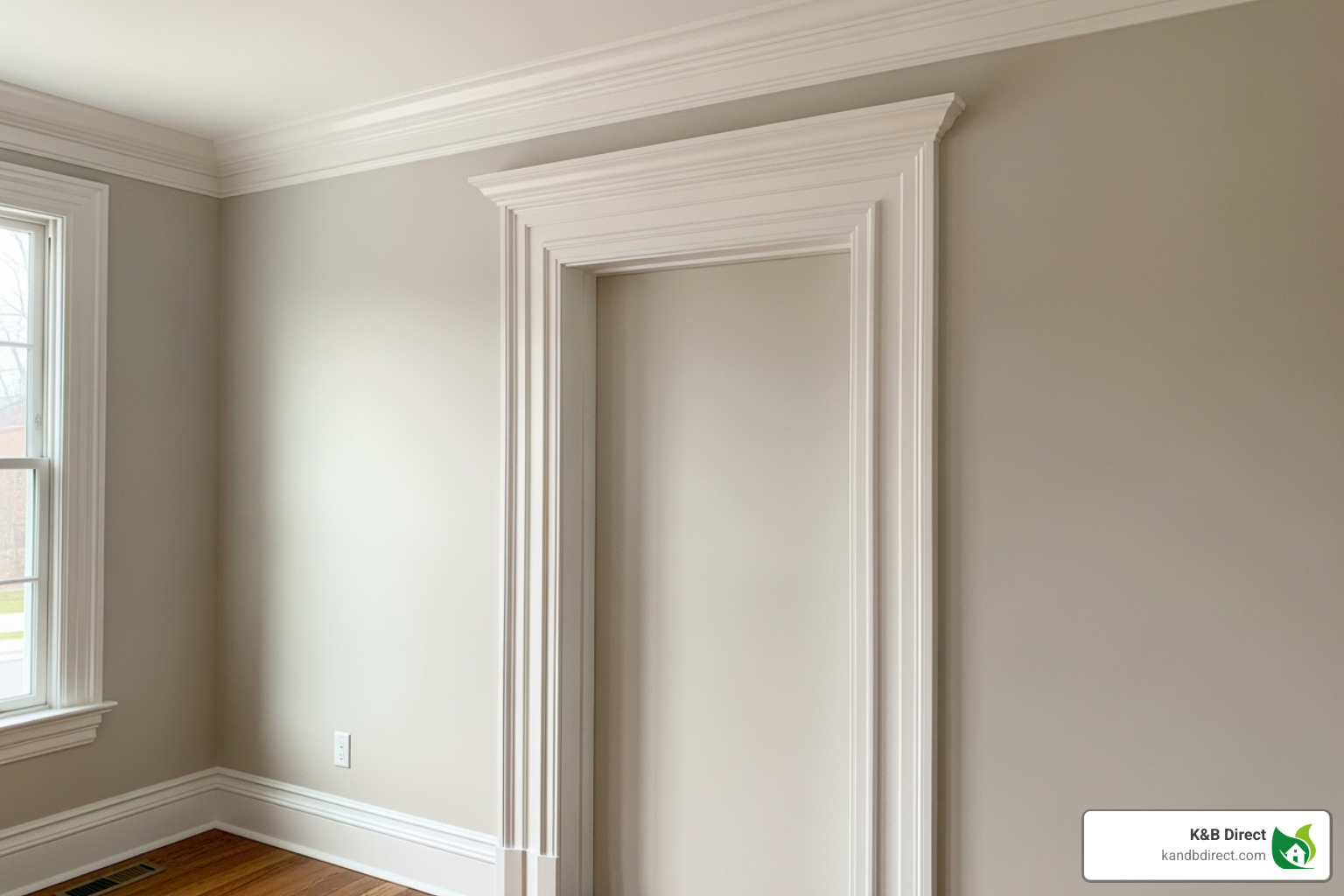 a wall displaying different installed trim profiles like crown, casing, and baseboard, each clearly labeled - wood trim