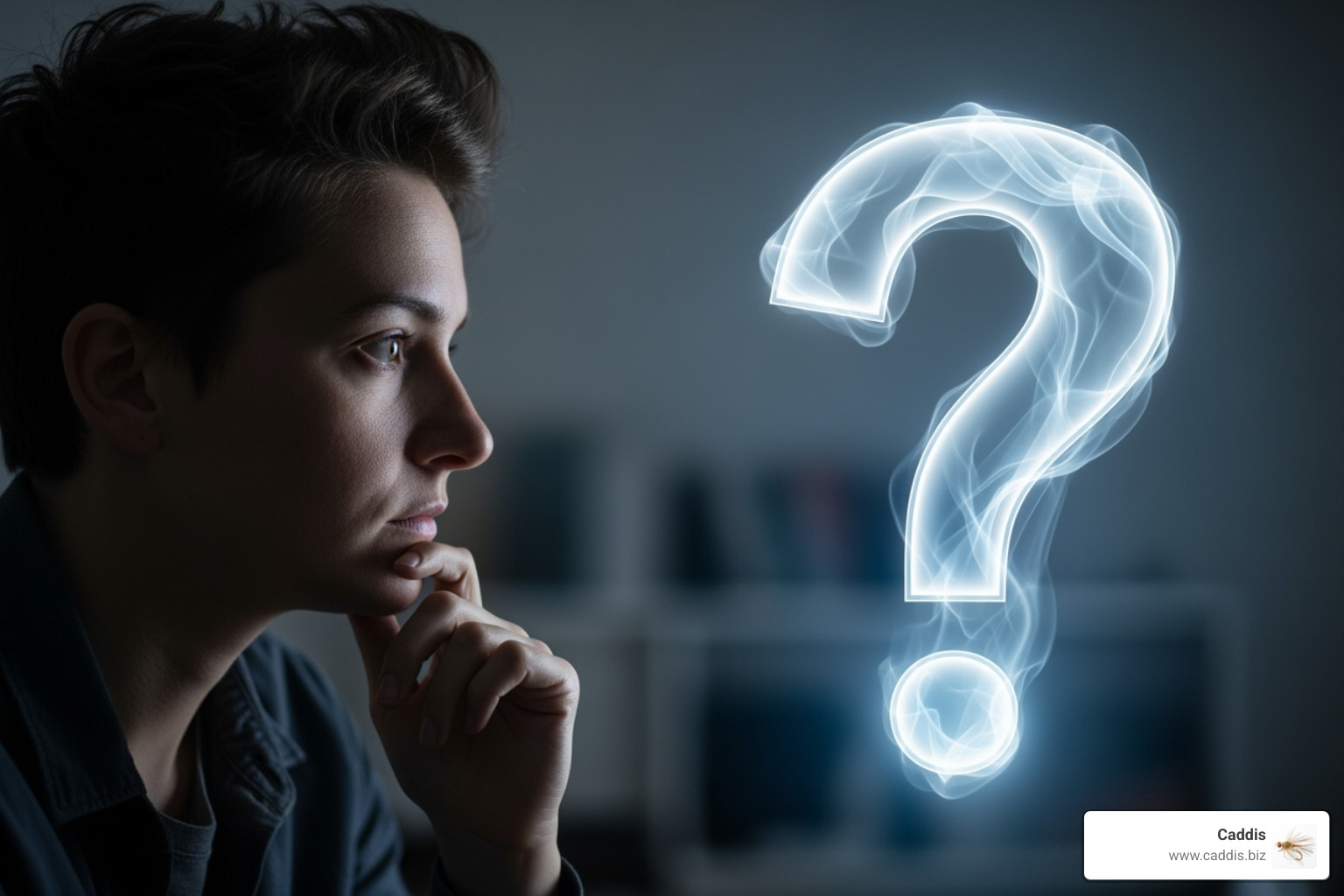 person looking thoughtfully at a question mark - business valuation company