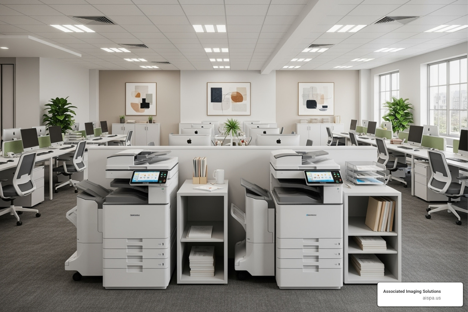 An organized office environment with modern multifunction printers - define mps