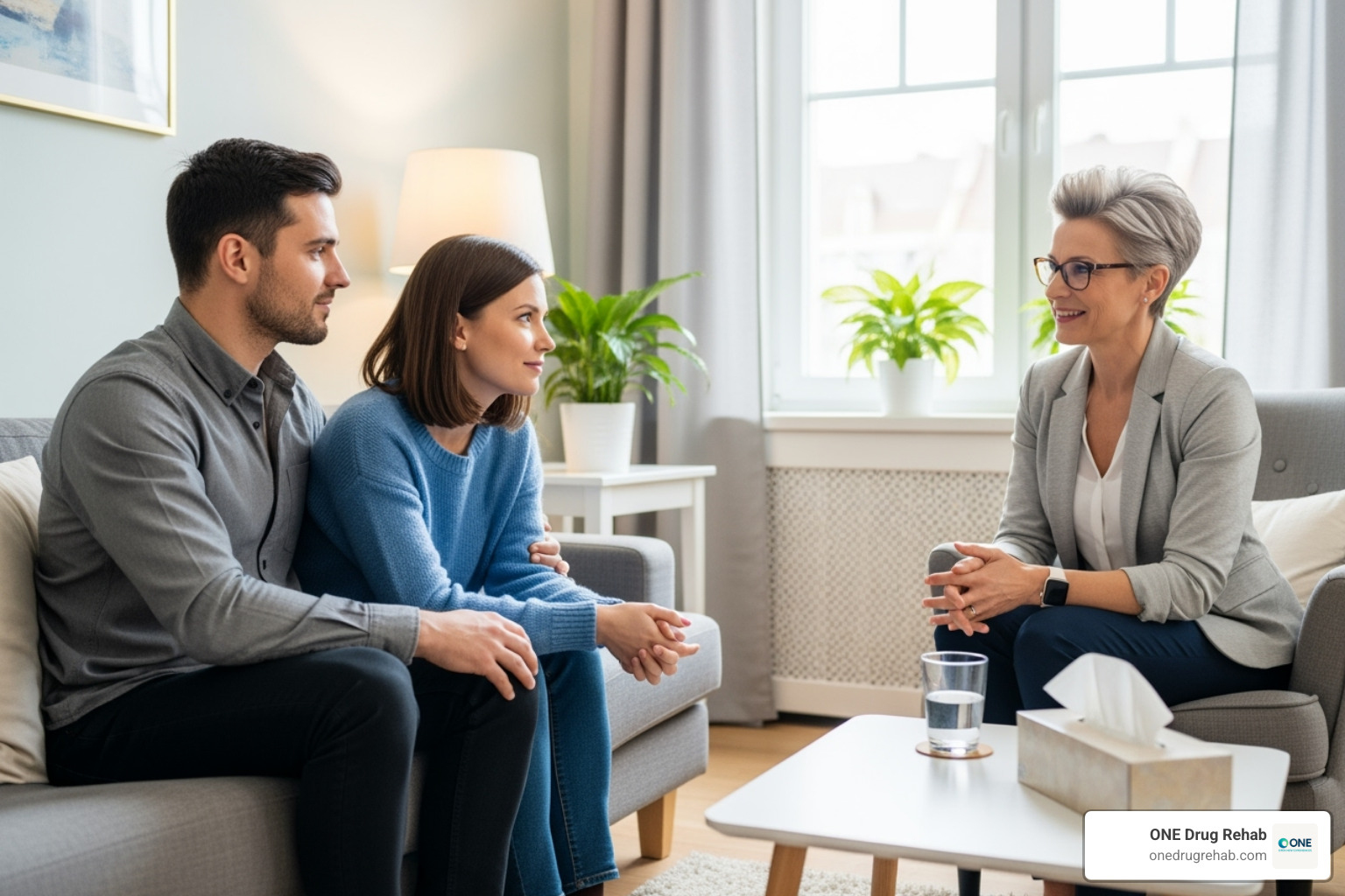 Couple participating in a therapy session - inpatient rehab for couples Couple participating in a therapy session - inpatient rehab for couples