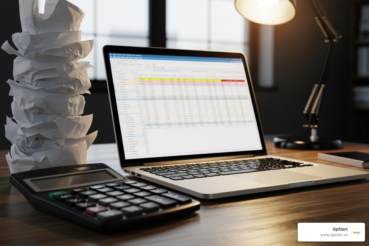 a calculator with receipts and a laptop showing a spreadsheet - taxes for startups